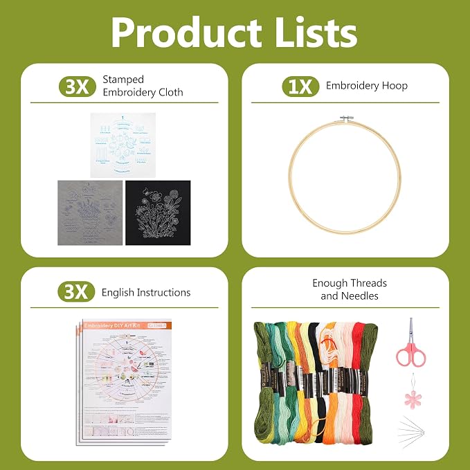 Santune 3 Pack Beginner Embroidery Kits - Image 4