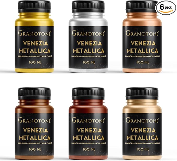 GRANOTONE Metallic Acrylic Paint Set - 6 Vibrant Colors, 3.5 oz Each | Non-Toxic Student-Friendly Paints for Art, Craft & Hobby | Ideal for Artists & Kids | Premium Quality | Made in India