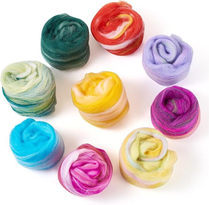 FASHEWELRY 1.59 oz Wool Roving for Needle Felting Kit 9 Colors Felting Wool - Image 7