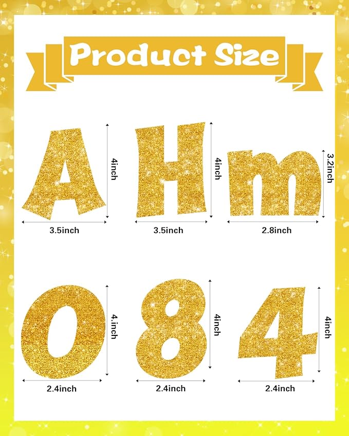 237 Pcs Glitter Bulletin Board Letters, Numbers and Punctuation, Poster Board Letters Alphabet Cut Out Cardboard Letters Accessories for Classroom Display Decorating Supplies 4inch (Yellow)