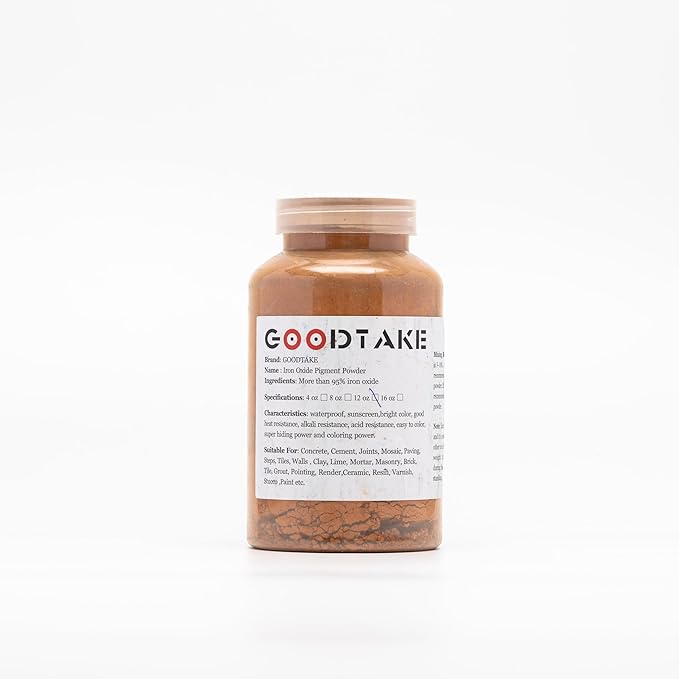 GOODTAKE Concrete Pigment, Orange Iron Oxide Pigment Powder, Cement Color Pigment Concrete Dye Color Pigment for Cement Mortar Grout Pastel Tile Paint (Orange, 8 oz)