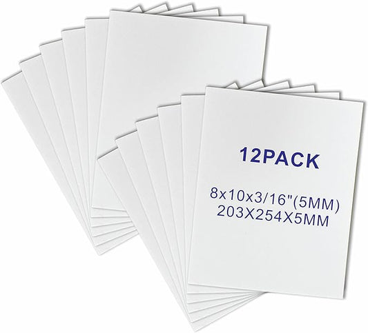 12 Pack Foam Core Board, ZJCEASER 8 x 10 White Poster Board, 3/16" Thickness Sign Board Craft Foam Sheet for Signboards, School Projects, University Displays, College Events, Arts & Crafts, Framing