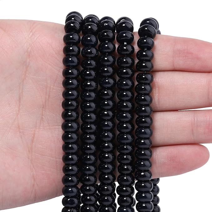 Songxi 5x8mm Natural Smooth Dark Green Stone Rondelle Beads, Gemstone by SongXi