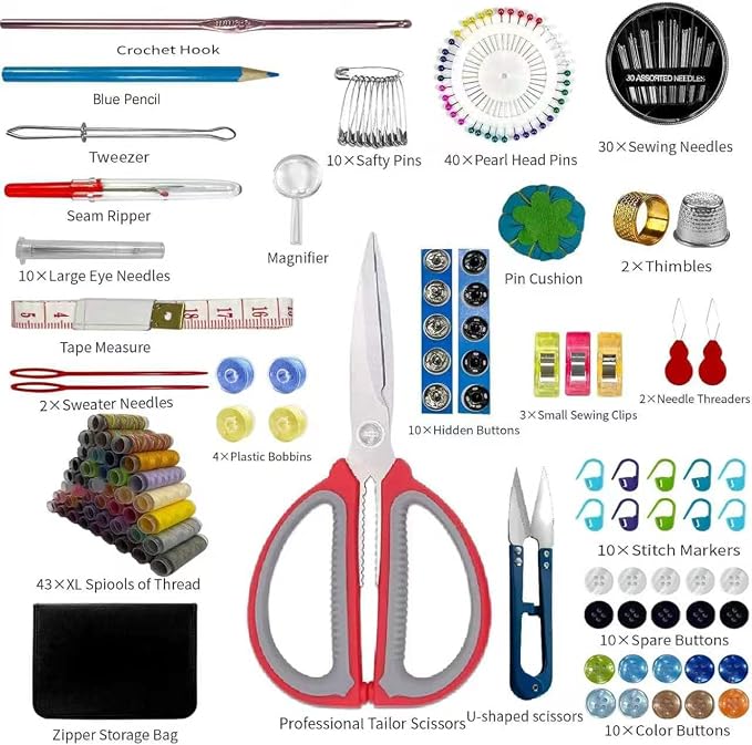 197PCS Sewing Kit for Adults, 43 XL Thread Spool, Beginners - Image 2