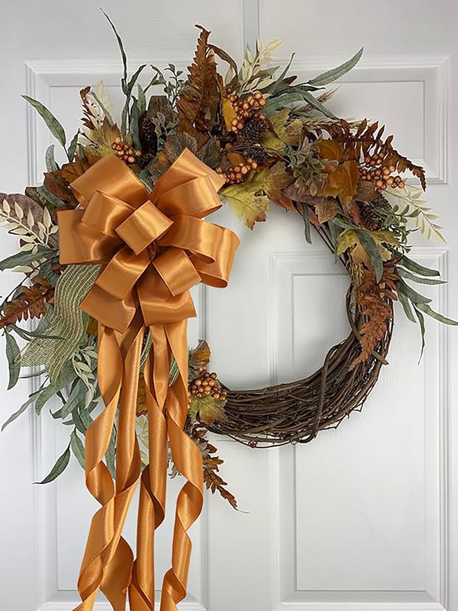 HUIHUANG Burnt Orange Satin Wired Ribbon1-1/2, Gift Wrapping, Wedding - Image 5