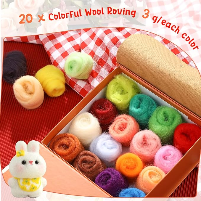 Mayboos Needle Felting Kit, Wool Roving 20 Colors Set, Wool Felting Tool - Image 3