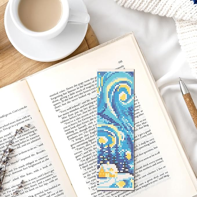FREEBLOSS 6 Set 11CT Cross Stitch Bookmarks Kit Starry Sky Stamped Cross Stitch - Image 7