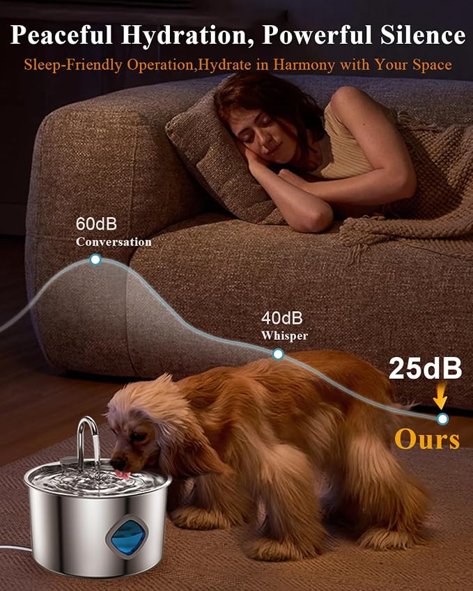 Cat Water Fountain Stainless Steel, 3.2L/108oz Automatic Pet Drinking Dispenser - Image 6