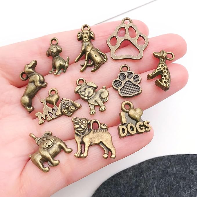 WOCRAFT 60pcs Antique Bronze Dogs Bracelet Charms - Image 2