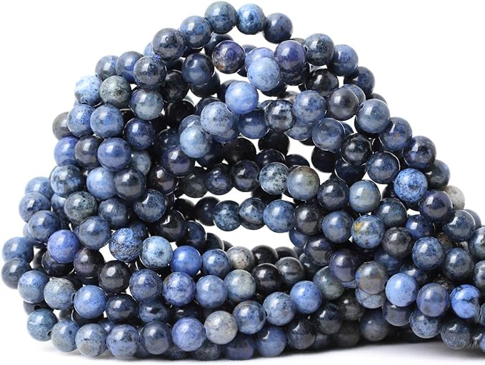 60PCS 6mm Natural Dumortierite Gemstone Round Loose Stone Beads by CHEAVIAN