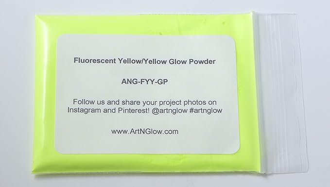Glow in The Dark Pigment Powder - Neutral and Fluorescent Color for Art Painting, Fine Art, Nail Art Paint, and DIY Crafts - Long Lasting 10+ Color Options - Fluorescent Yellow - (30 Grams/1 Ounce)