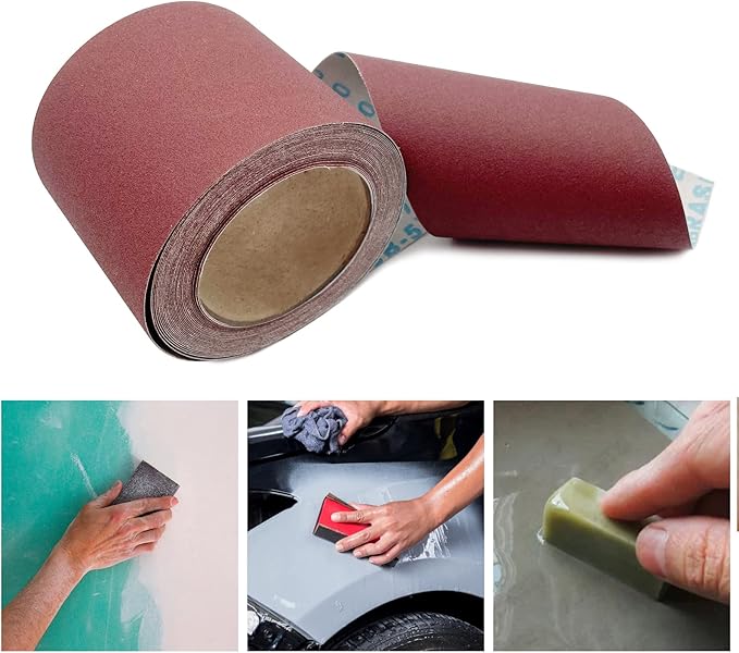 180 Grit Emery Cloth Roll, 4.5 Inch Wide 32.8 Ft Long (Equals 1/4 Sheet Sandpaper 71 Pcs) Abrasive Sandpaper Rolls for Metal Automotive Wood Furniture Sanding Paper Drum Palm Sander (180 Grit)