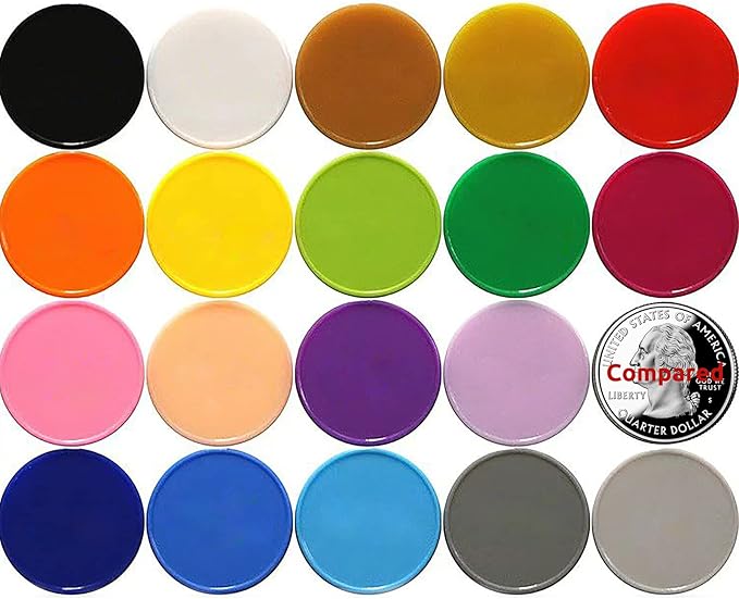 Set of 100 Opaque Plastic Learning Counters Mini Poker Chips Game Tokens with Storage Box (Black+White+Blue+Purple, 1 Inch)