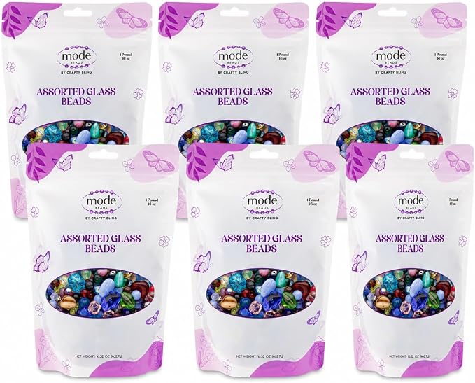 One Pound Assorted Glass Beads for Jewelry Making, DIY Lamp Work, Arts and by ModeBeads