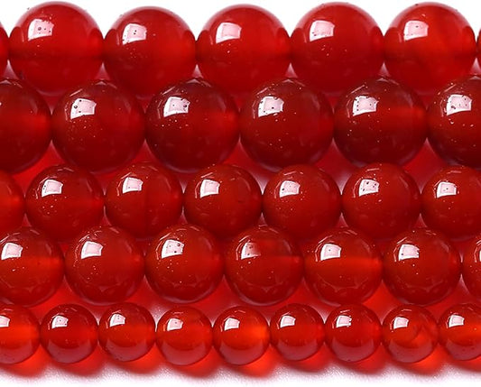 10MM 72pcs Semi-Precious Red Agate Beads Natural Stone Round Loose Beads for Jewelry Making DIY Bracelet Necklace 2 Strands 32"
