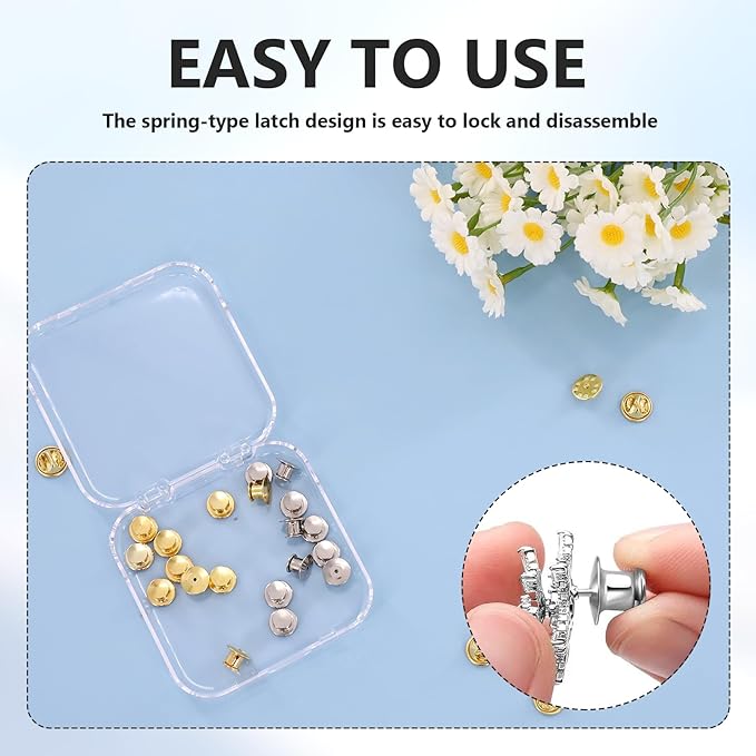 120 PCS Locking Pins Back and Backs Locking Pin, Pins Locks for Enamel Pin Backs Crafts Badge Brooches Jewelry