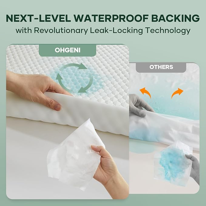 OhGeni 100% Waterproof Zippered Mattress Protector, Queen Size Mattress - Image 7