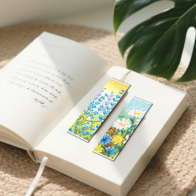 FREEBLOSS 6 Set Cross Stitch Bookmark Kit Wild Flowers Pattern Stamped Cross - Image 6
