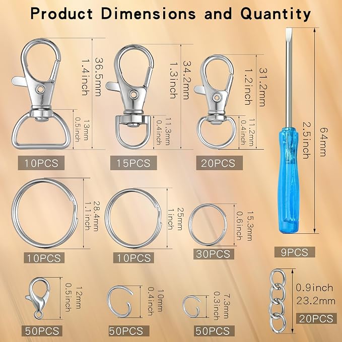 274Pcs Keychain Making Kit, Keychain Craft Including Key Chain Hooks, Key Rings - Image 6