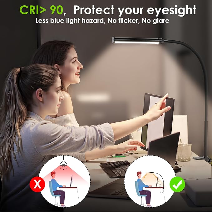 ShineTech LED Desk Lamp with Clamp, Clip On Desk Lamp - Image 4