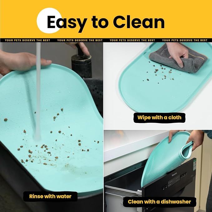 Dog Food Mat, 1/2 Inch Raised Edges Cat Feeding Mat - Image 6