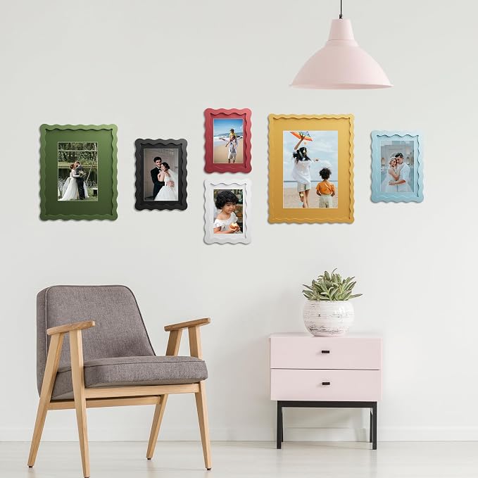 4x6 Picture Frame with Mat for 3.5x5, Wavy Edge Wooden Real Glass Photo Frame - Image 7