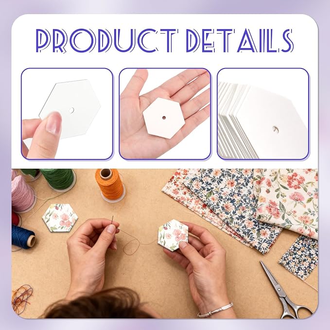 500 PCS Hexagon Piecing Paper Templates, Quilting Templates Accessories - Image 3