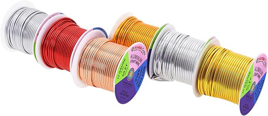Mandala Crafts 13 Gauge Anodized Aluminum Craft Wire for Jewelry Making - 300 FT Colored Flexible Silver Copper Light Gold Gray Gold Red Wire - Bendable for Bonsai Armature Crafting Sculpting