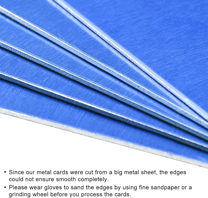 uxcell Blank Metal Card 100x60x0.8mm Anodized Aluminum Plate for DIY Laser Printing Engraving Blue 5 Pcs