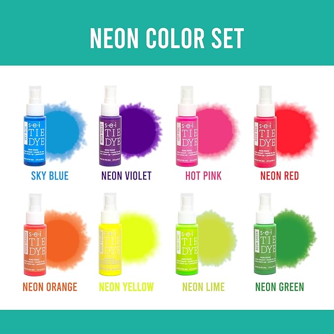 SEI 8 Pack Neon Tie Dye Spray Kit, Tye Dye Kits - Image 2