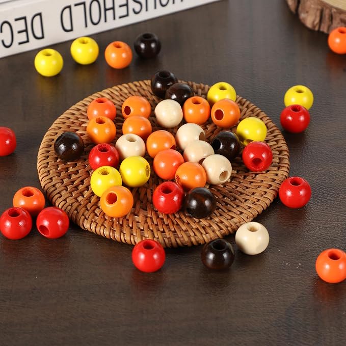 240pcs 16mm Wooden Beads Fall Wood Beads 6 Colors Hole:6mm Round Spacer Beads - Image 3