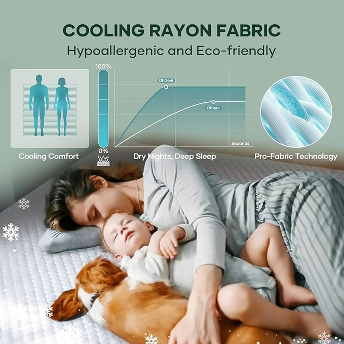 OhGeni 100% Waterproof Mattress Protector, Fitted Sheet, Full -2 Pack - Image 9