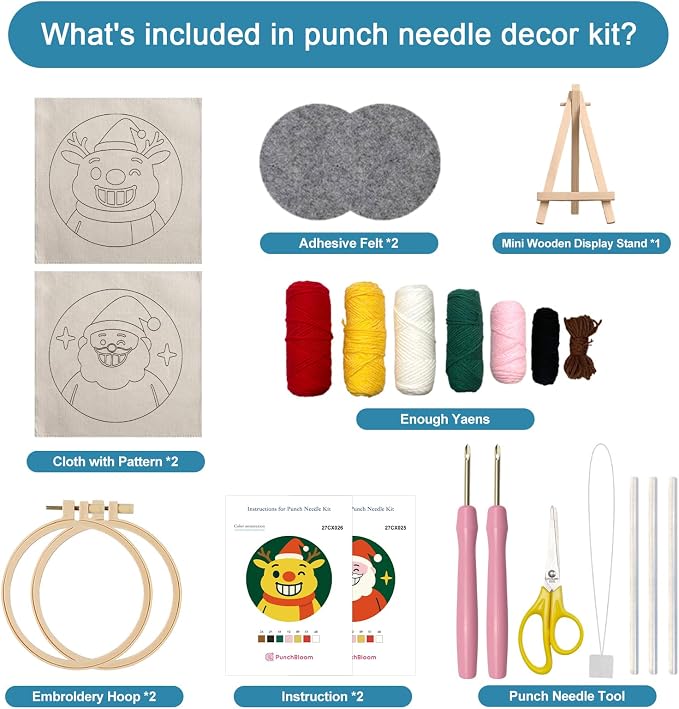 Christmas Punch Needle Kit for Adult Beginner, Fun DIY Needle Point Craft for - Image 3