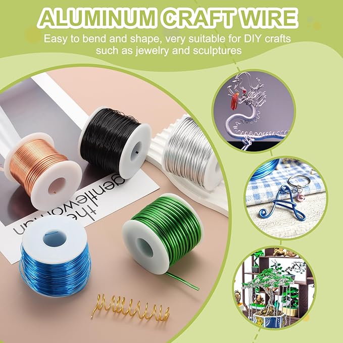 MECCANIXITY 12 Gauge Anodized Aluminum Craft Wire Bendable Bonsai Training Wire 98 Feet 2mm for Sculpting Crafts Wreath Floral Beading Jewelry Making, Blue