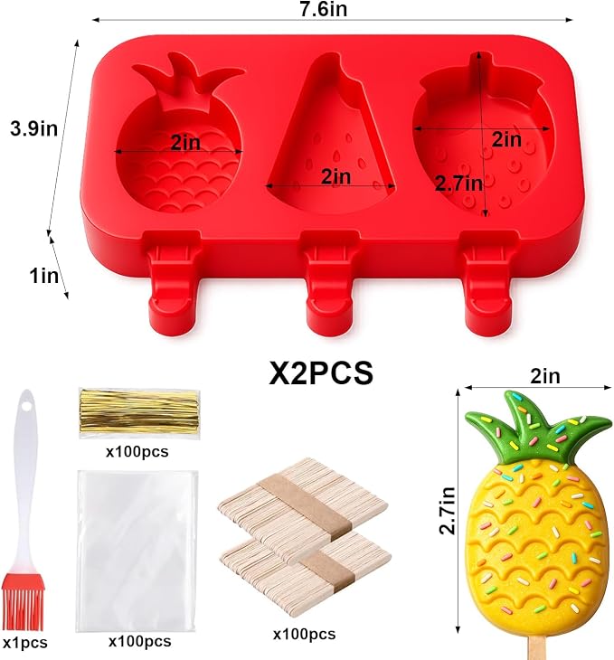 Mity rain 2 Pack Cake Pop Molds Silicone, 6 Cavity Reusable Cakesicle Molds | - Image 2