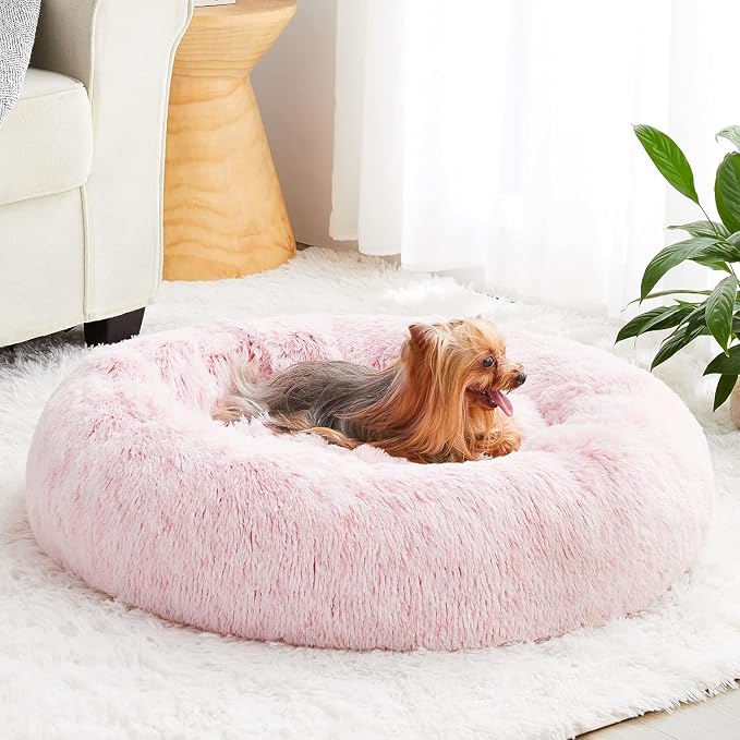 WNPETHOME Calming Dog Bed for Large Dogs, Anti-Anxiety Donut Pet Bed, Fluffy by WNPETHOMEPETSHOME