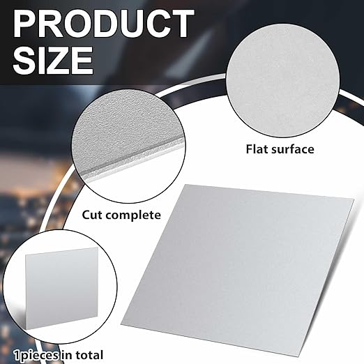 Hicarer 1 Pcs Mild Steel Sheet Cold Rolled 18 Gauge Metal Plate Weldable Metal Sheets for Professional Industrial DIY Use, Clean Surface Easy to Weld (8'' X 8'')