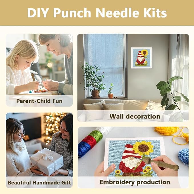 Doodlream Dwarf Sunflower DIY Punch Needle Embroidery Kit - Image 4