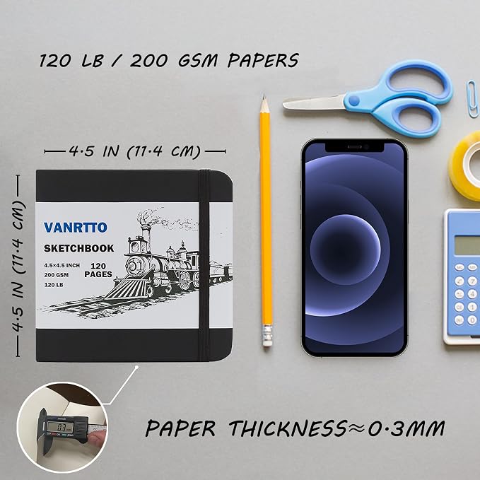 Vanrtto Sketch Book, Square Mixed Media Sketchbook 4.5x4.5 in 2 Pack | - Image 2