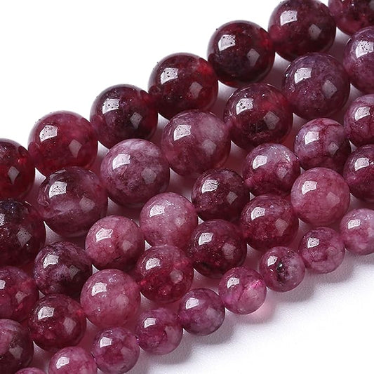 120PCS 6MM Natural Stone Kunzite Purple Jade Beads Round Loose Beads for Jewelry Making Bracelet 2 Strands 32"