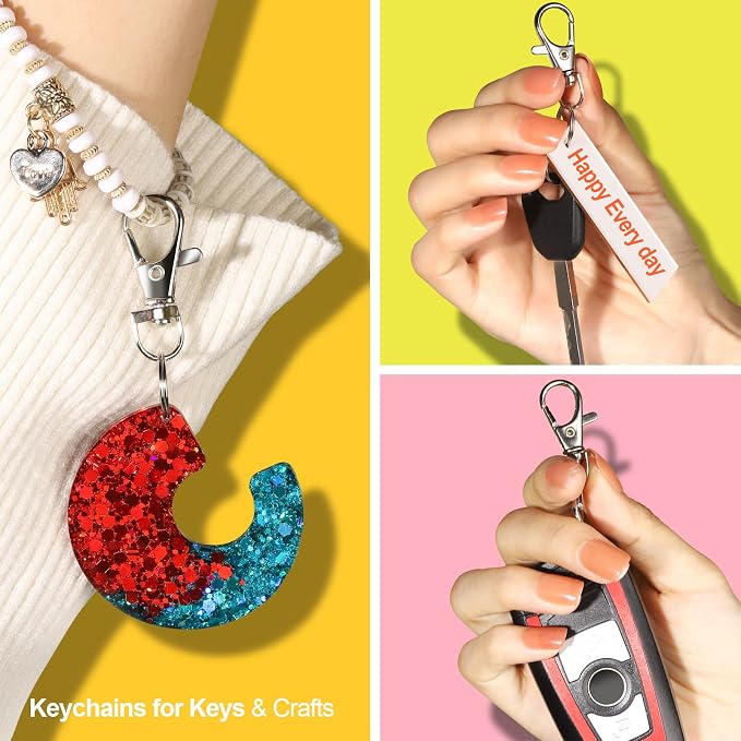 LEOBRO 240PCS Lobster Claw Clasps and Key Rings, Keychain Making Kit, - Image 7