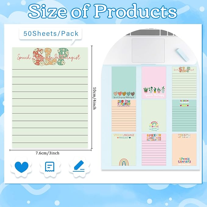 SLP Day Appreciation Sticky Notes Gifts, 9 Pack Speech Language Pathologist - Image 2