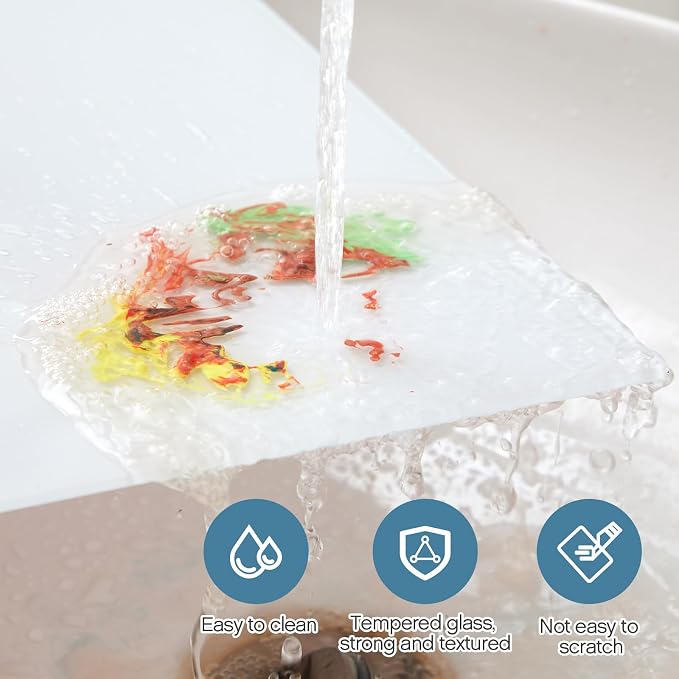 Nuanchu 1 Pcs 9 x 12 Inches White Tempered Glass Palette - Image 2