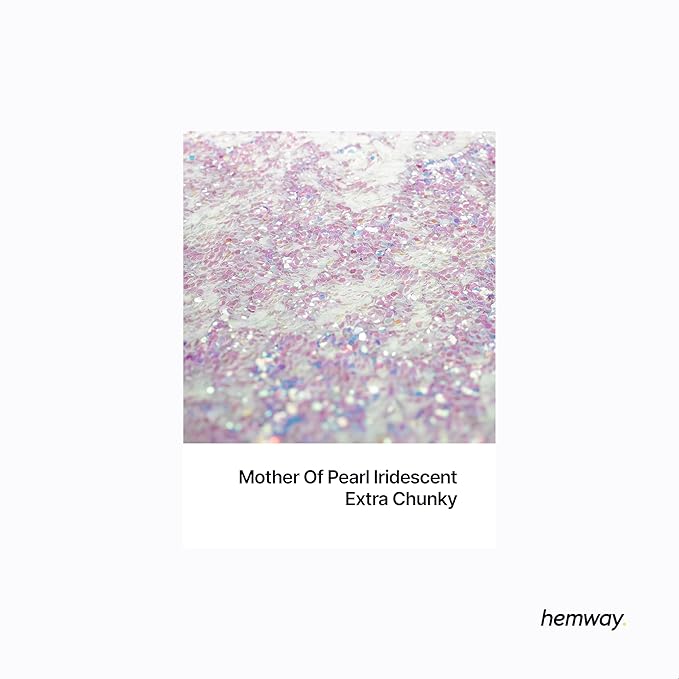 Hemway Polyurethane & Epoxy Resin Glitter 100g / 3.5oz Metallic Crystal Flake Additive for Flooring Jewelry Tumblers Glass Pigment - Extra Chunky (1/24" 0.040" 1mm) - Mother of Pearl Iridescent