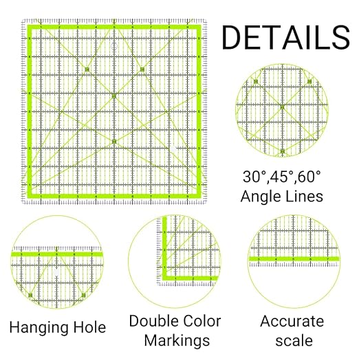 Quilting Rulers, 5 Quilting Templates Square Ruler - Image 3