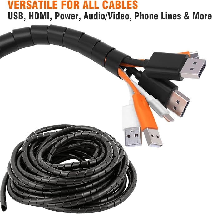 20 Ft Spiral Cable Wrap – 1/2 inch Diameter, PE Wire Organizer - Image 6