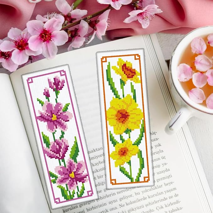 ORIGACH 6 Set Floral Cross Stitch Bookmark Kit - Image 6