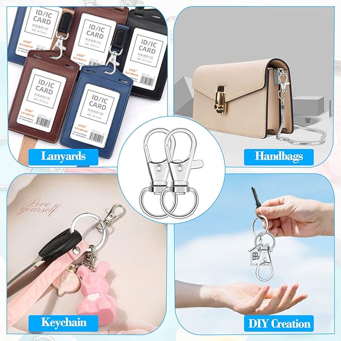 Anezus 100Pcs Key Chain Clip Hooks Swivel Lanyard Snap Hook Keychain Hooks - Image 2
