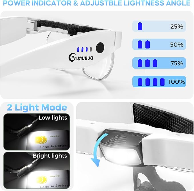 Magnifying Glass with Light, 1.5X-5.0X Magnifying Glasses, Rechargeable - Image 3