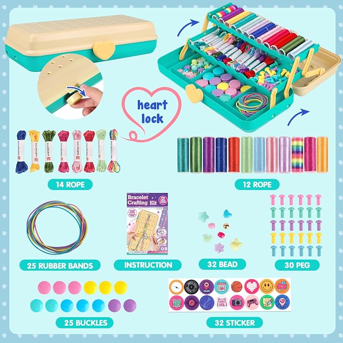 TingingYuli Friendship Bracelet Making Kit, 3-Layer Storage Box, Gift 6-12 | - Image 2